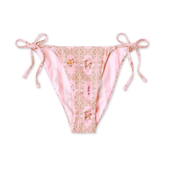 AGUA BENDITA Low rise cheeky REVERSIBLE bathing suit bottom floral / str… - Picture 2 of 4